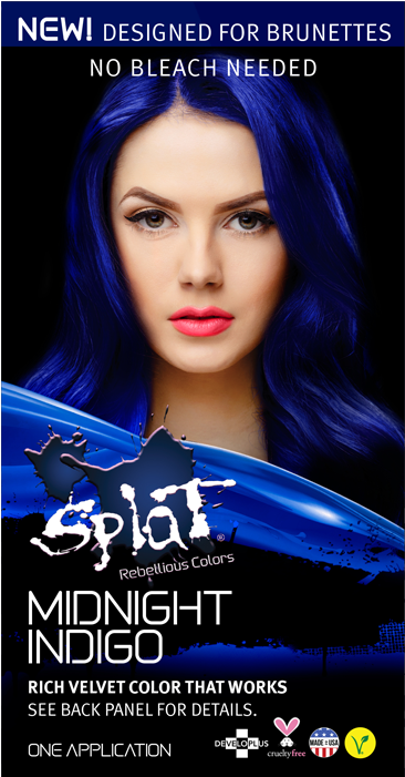 Splat Hair Dye For Brunettes, No Bleach Needed - Splat Indigo Hair Dye (564x700), Png Download