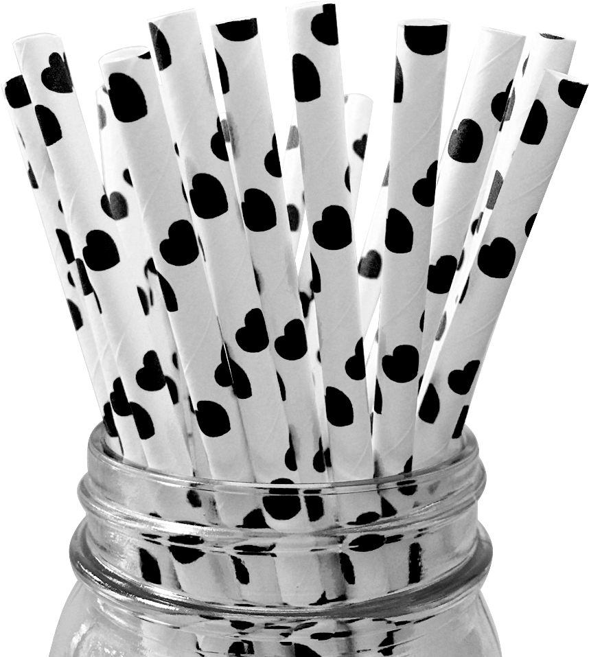 Black Hearts 25pc Paper Straws - Paper (1000x1000), Png Download