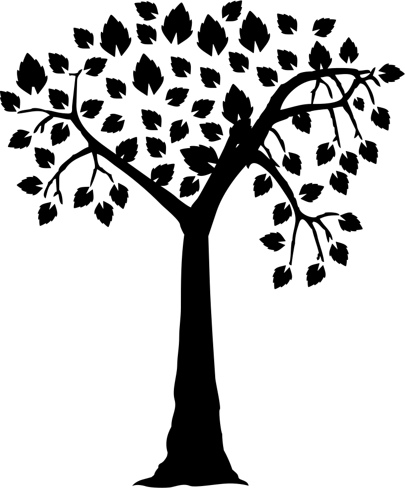 Png File - Black And White Tree With Heart Shaped Leaves (815x982), Png Download
