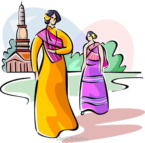 Thai People In Traditional Costume - Thai Clip Art Png (480x475), Png Download