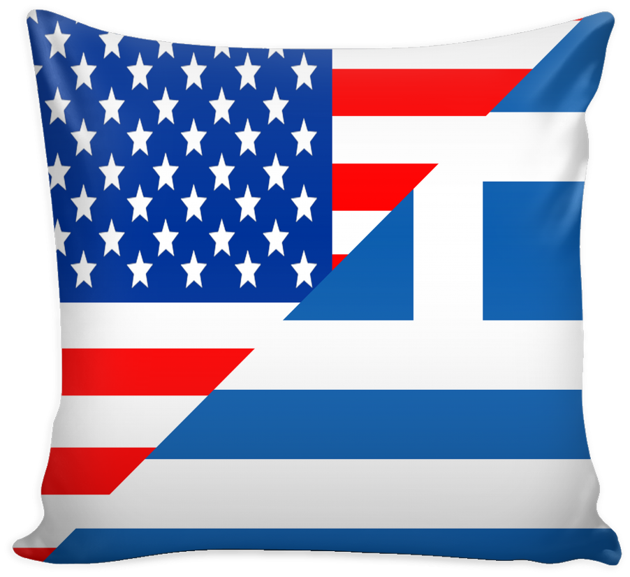 American Greek Pillow Cover - America Flag Map (1024x1024), Png Download
