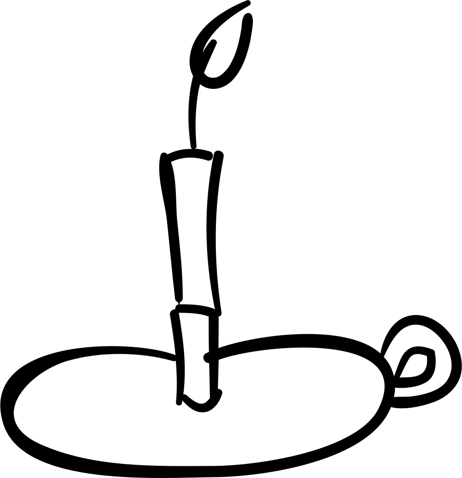 Halloween Burning Candle On Candlestick Outline Comments - Candlestick Outline (948x980), Png Download