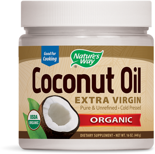 15673 - Coconut Oil - Nature's Way - Organic Pure Extra Virgin Coconut Oil (500x490), Png Download