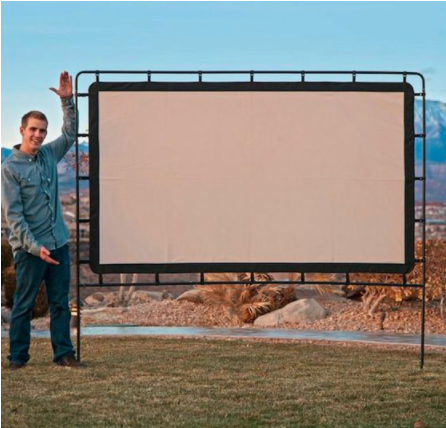 Man Standing Next To A Large Outdoor Movie Screen - Camp Chef Outdoor Entertainment Gear Big Screen Os92l (640x427), Png Download
