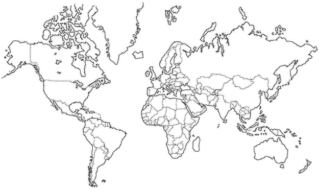 Mapa Mundi Para Imprimir - Mapamundi Blanco Para Imprimir (640x376), Png Download