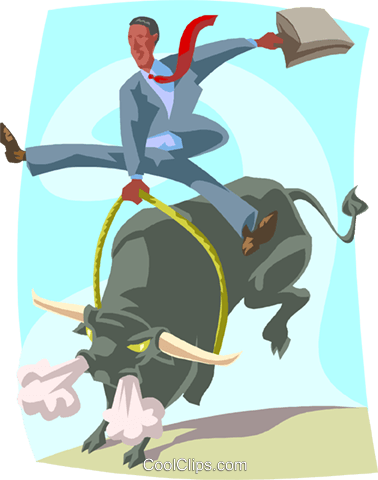 Man Bull Rider, Stock Market Metaphor Royalty Free - Exchange (378x480), Png Download