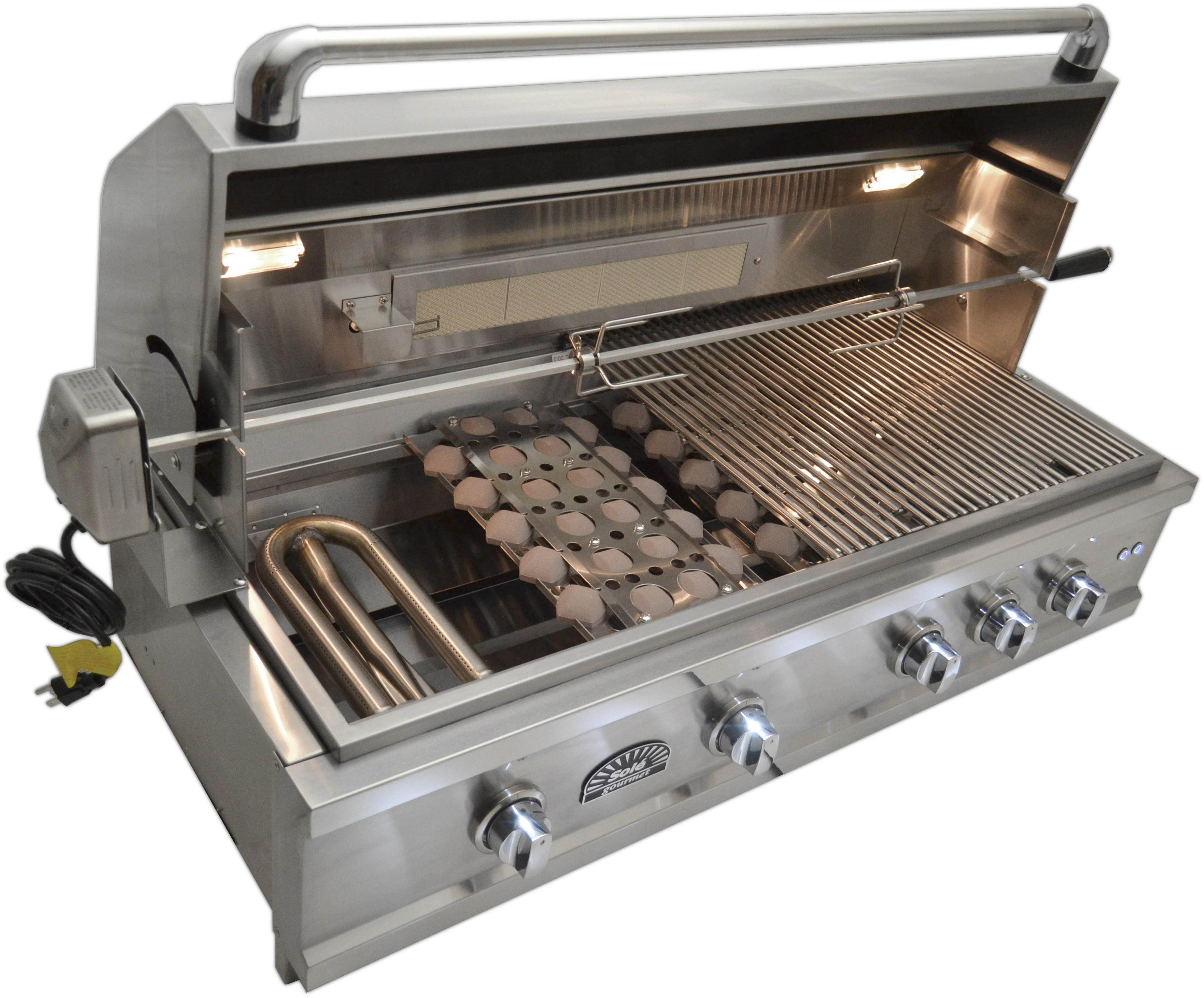 Left Side, Angled, Open, Grill & Tray Removed - Barbecue Grill (3438x2850), Png Download