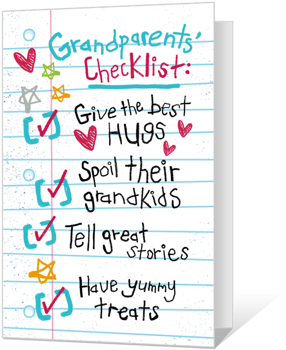 Grandparents Checklist Printable - Grandparents Day Card (950x760), Png Download