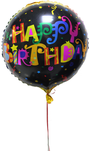 Black Happy Birthday Balloon - Shopaparty - Hb Design 4 Foil Balloons (400x570), Png Download
