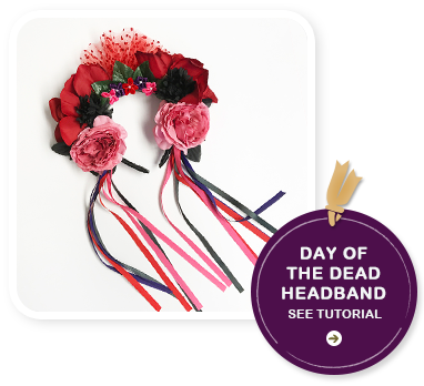 Day Of The Dead Headband - Headband Flower Day Of The Dead (382x348), Png Download