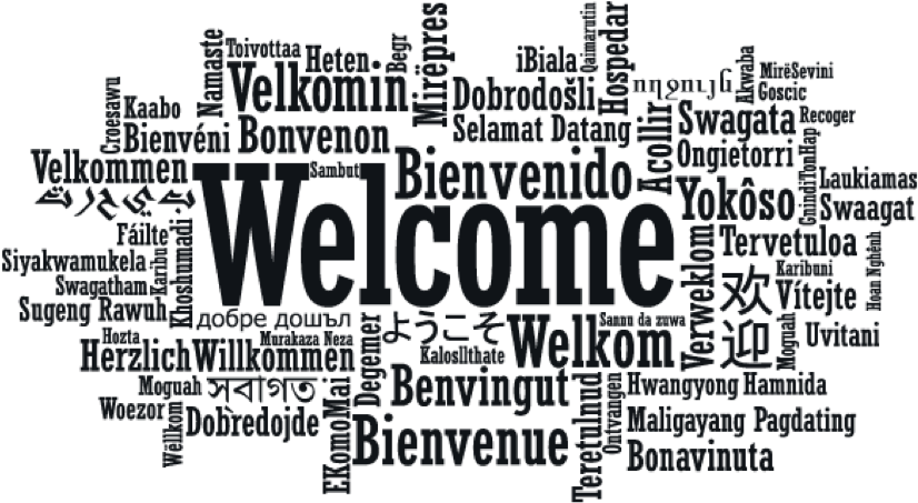 Welcome To Knutsen Housing & Hostal - Cartel De Bienvenida En Varios Idiomas (919x919), Png Download
