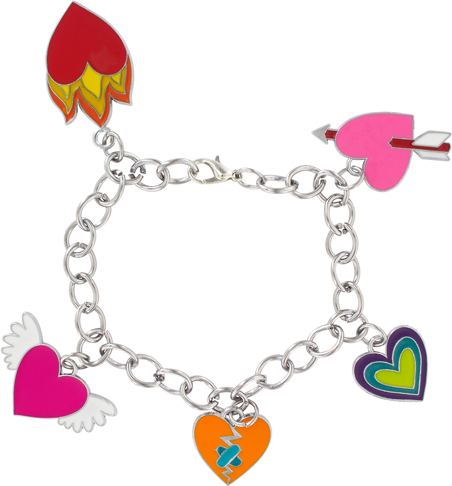 Charmant Bracelet Heart Pylones Charms - Charm Bracelet Clip Art (1020x1120), Png Download