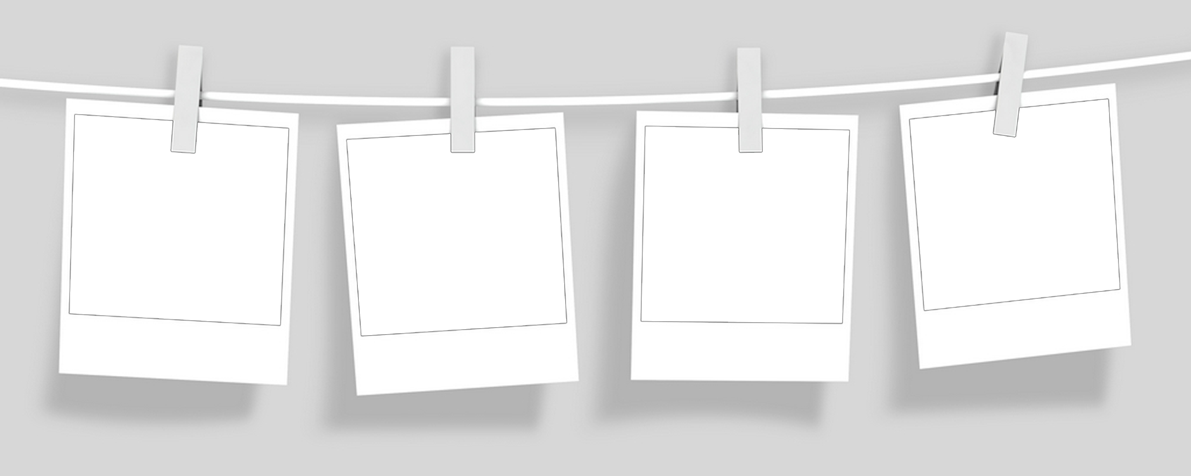 Polaro#overlay - String Of Blank Polaroid Pictures Transparent (2400x960), Png Download