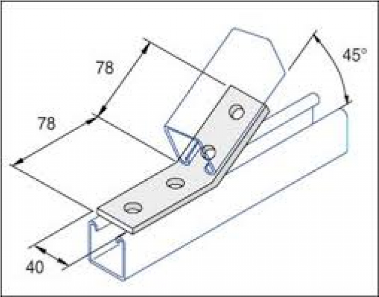 Unistrut 45 Degree Angle Bracket 4 Hole Hot Dip Galvanised - Unistrut 45 Degree Angle Bracket 2 Hole (2x2) Hot Dip (756x756), Png Download