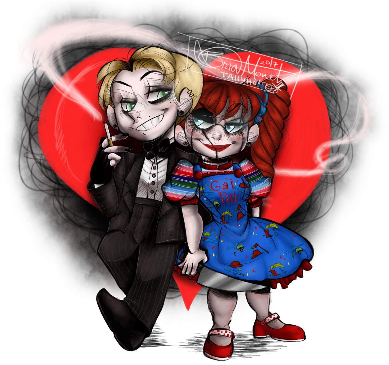 It's Been A Whole Year, But I Finally Got To The Doll - Chucky And Tiffany Fanart (500x500), Png Download