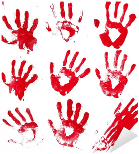 Halloween House Stickers Horror Blood Hands Window (400x400), Png Download