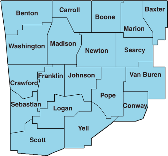 Nwa - Arkansas State Map (960x540), Png Download