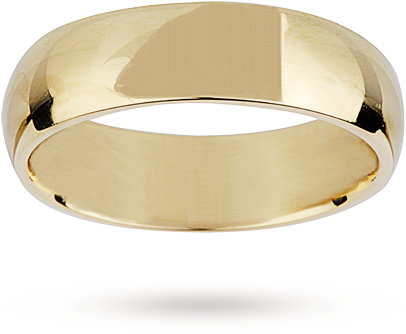6mm Medium Court Gents Wedding Ring In 18 Carat Ye - 18 Carat Yellow Gold Ring (460x460), Png Download