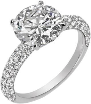 Dia Wedding Band 3019072 Rnd I - Halo Ring With Two Diamonds (700x559), Png Download