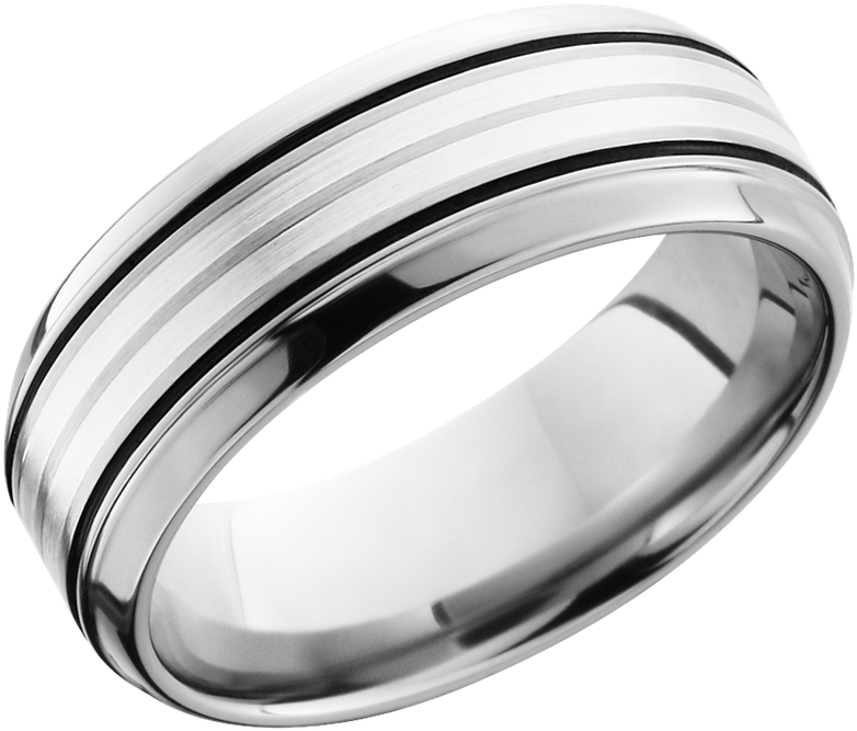 Lashbrook Designs 8b21 Ssa Satin Polish - Titanuim Wedding Ring With Silver And Antique Grooves (800x800), Png Download