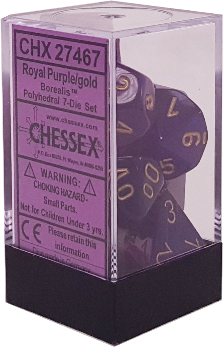 Borealis Royal Purple With Gold Polyhedral - Chessex Stealth Specked Polyhedral-7 Die Set (1512x1800), Png Download