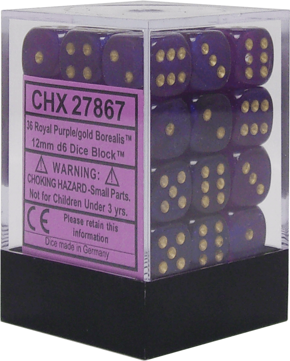 Borealis Royal Purple With Gold 12mm D6 - Festive 12mm D6 Carousel White Dice Block (1512x1800), Png Download