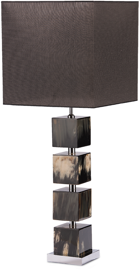 Lamp, Square Block In Marbled Horn And Metal Stand - Lampshade (619x1000), Png Download