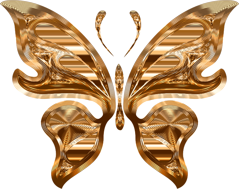 Medium Image - Gold Butterfly Silhouette Background (766x606), Png Download