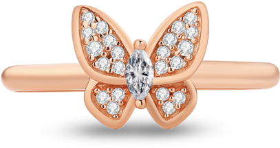 Rose Gold Butterfly Dream Rings (500x500), Png Download