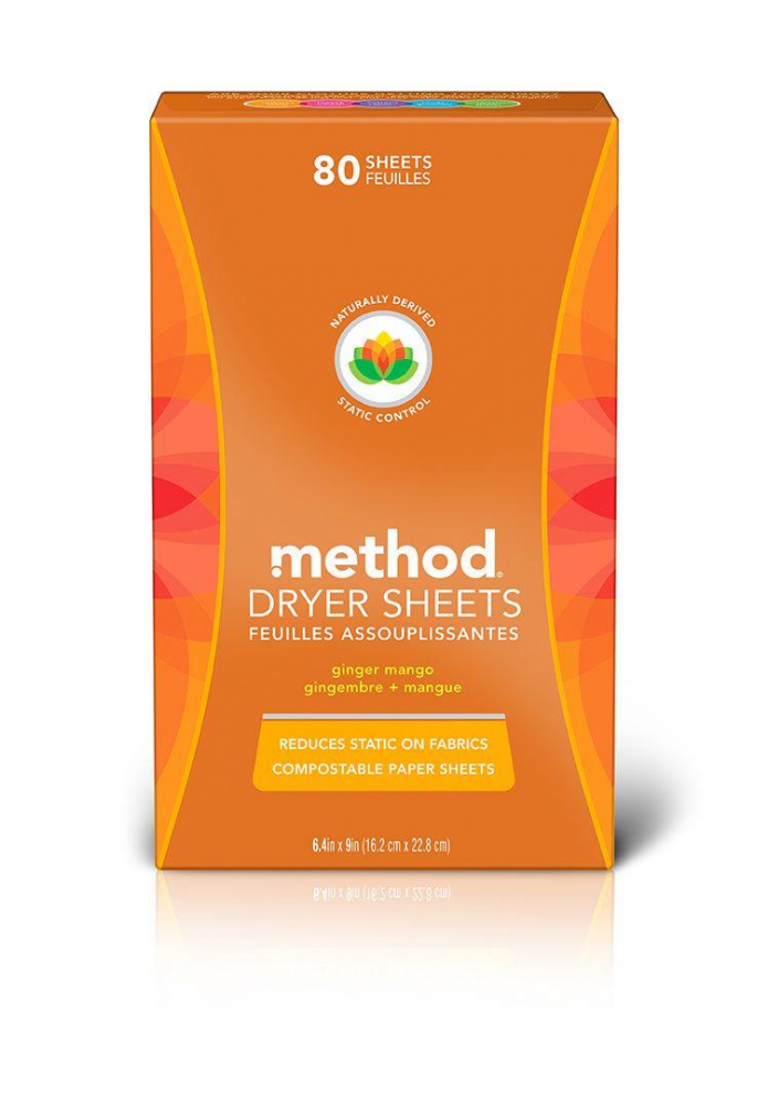 Ended - Method - Dryer Sheets Ginger Mango - 80 Sheets (1000x1000), Png Download