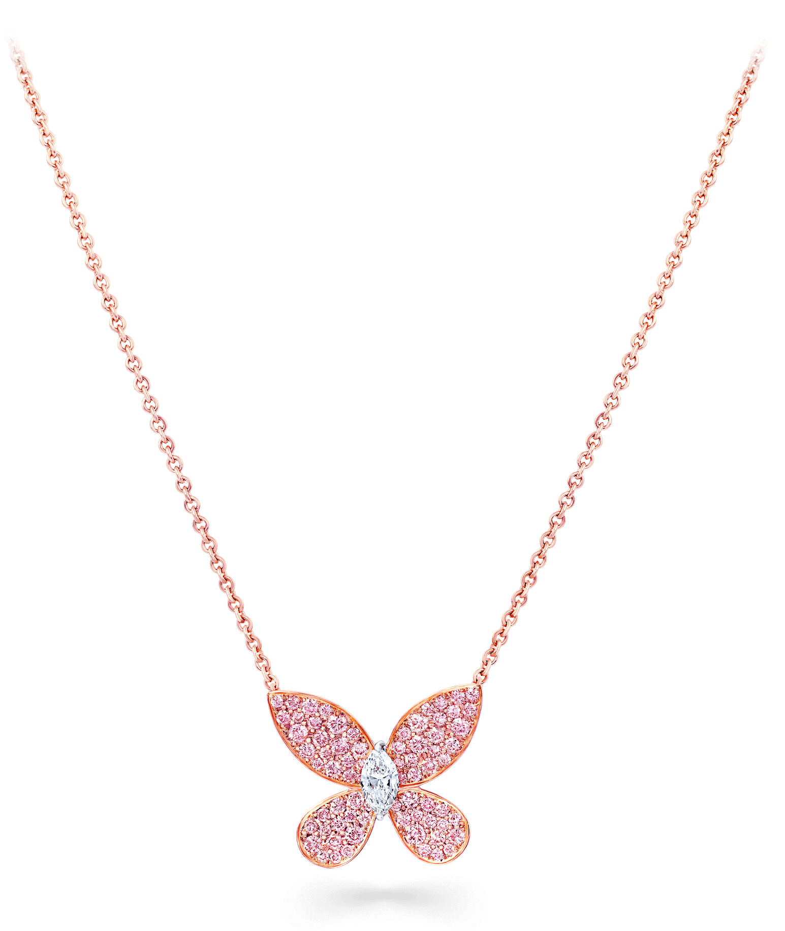 A Graff Pavé Butterfly Pink And White Diamond Pendant - Pendant (2000x2000), Png Download