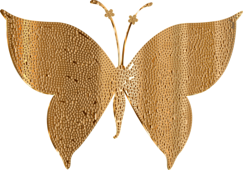 Butterfly Computer Icons Gold Moth Arthropod - Gold Butterfly Png (486x340), Png Download