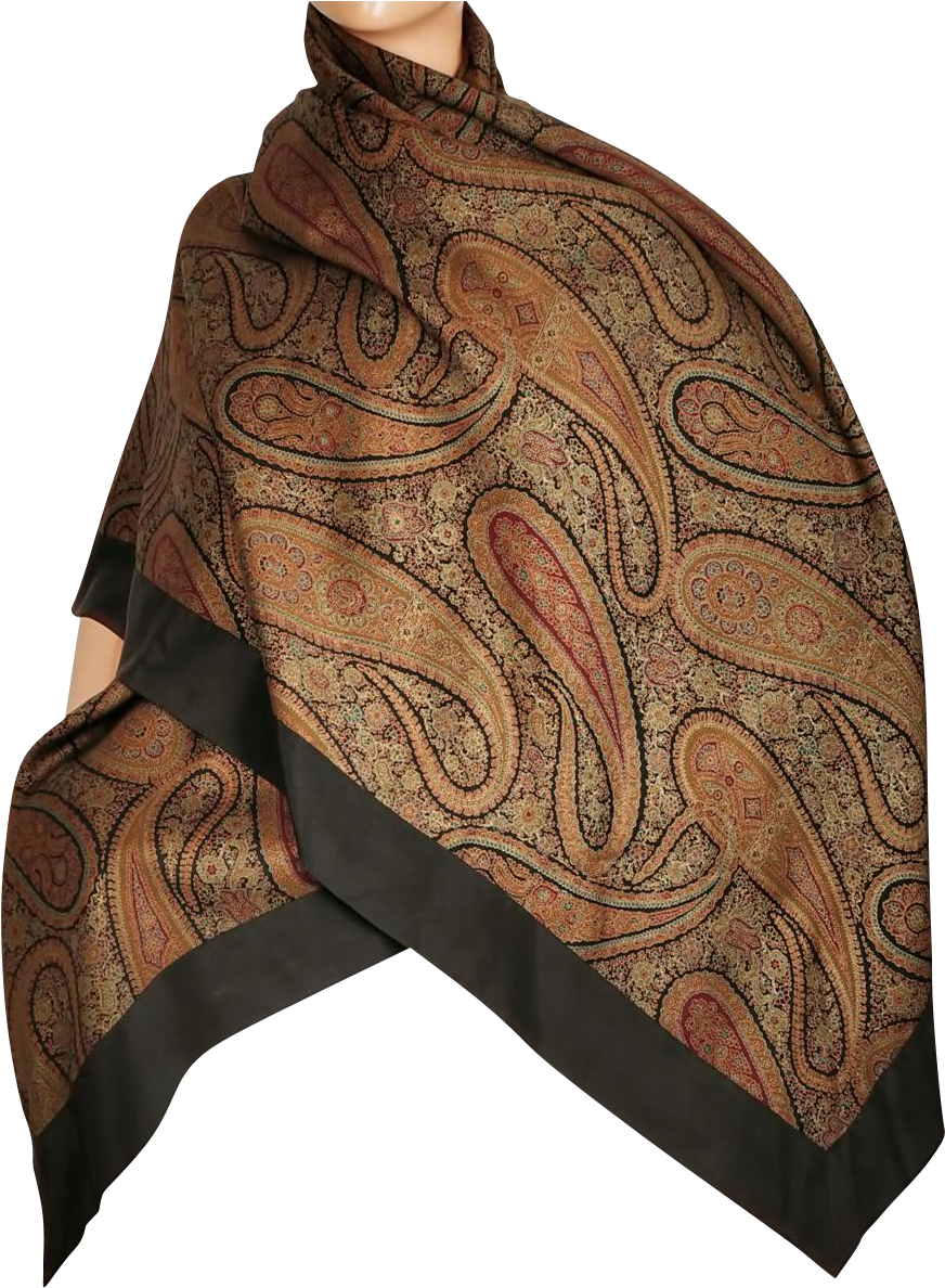 Vintage Harrods Wool And Silk Shawl Scarf Paisley Pattern - Scarf (1187x1187), Png Download