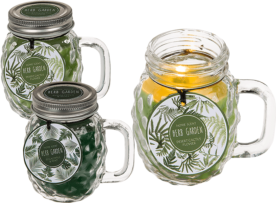 Scented Candle In Glass With Handle & Metal Lid - Bougie Parfumée Dans Chope En Verre (945x709), Png Download