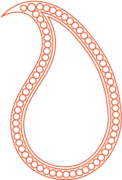 Paisley Pattern Orange - Baku Buta (342x460), Png Download
