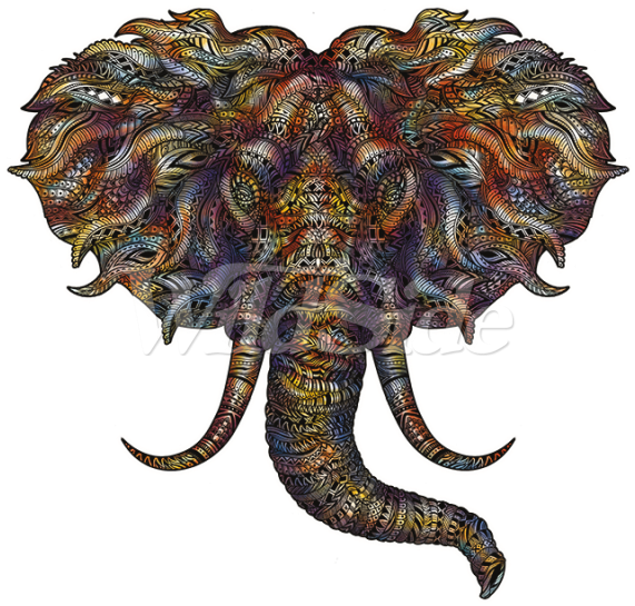 Elephant Paisley Pattern - T-shirt (600x600), Png Download