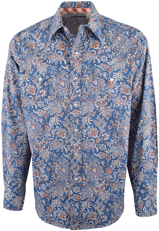 Stetson Blue Brocade Paisley Snap Shirt (544x800), Png Download