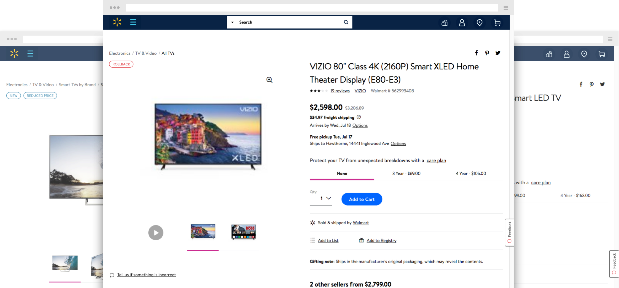 Manage Your Brand On Walmart - Vizio 60 Inch Class 4k 2160p Smart Full Array Led Home (2360x1100), Png Download