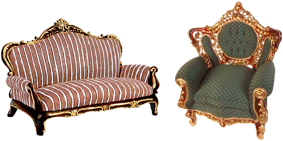 Framed Art For Your Wall Armchair Seat Baroque Furniture - Mueble Barroco Png (960x494), Png Download