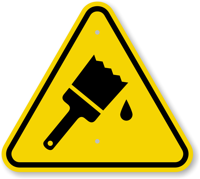 Triangle Warning Sign - Caution Wet Paint Sign (800x716), Png Download