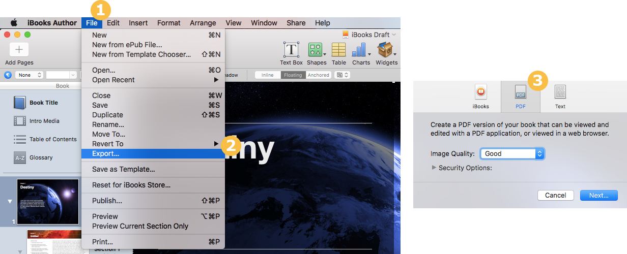 Click On File At The Top Left Corner - Ibooks Author (1232x500), Png Download