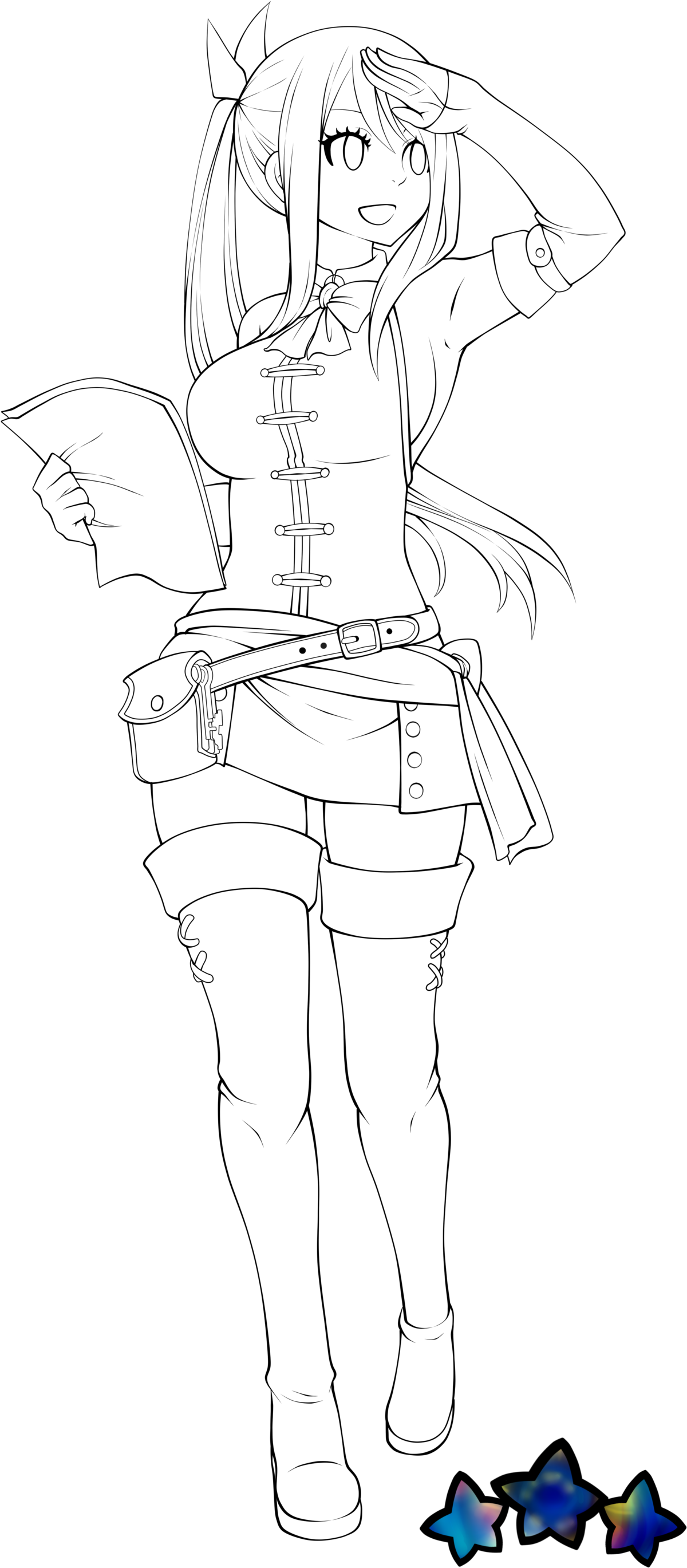 A New Journey, A New Lucy - Fairy Tail Lucy Lineart (1280x2880), Png Download