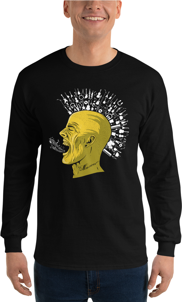 Mohawk Black Tee Printful Yellow Head Mockup Front (1000x1000), Png Download