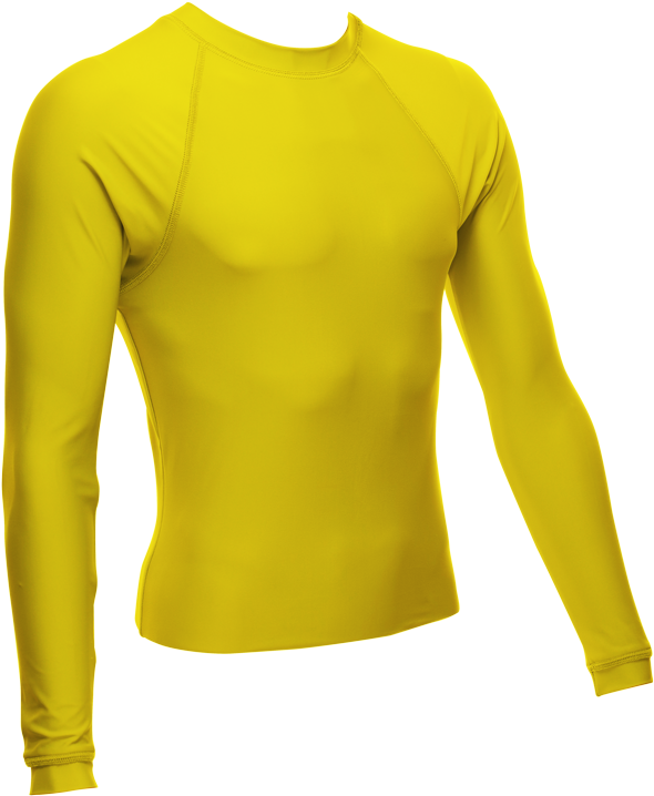 Unisex Long Sleeve Rash Guard, Yellow - Yellow Rash Guard (800x800), Png Download