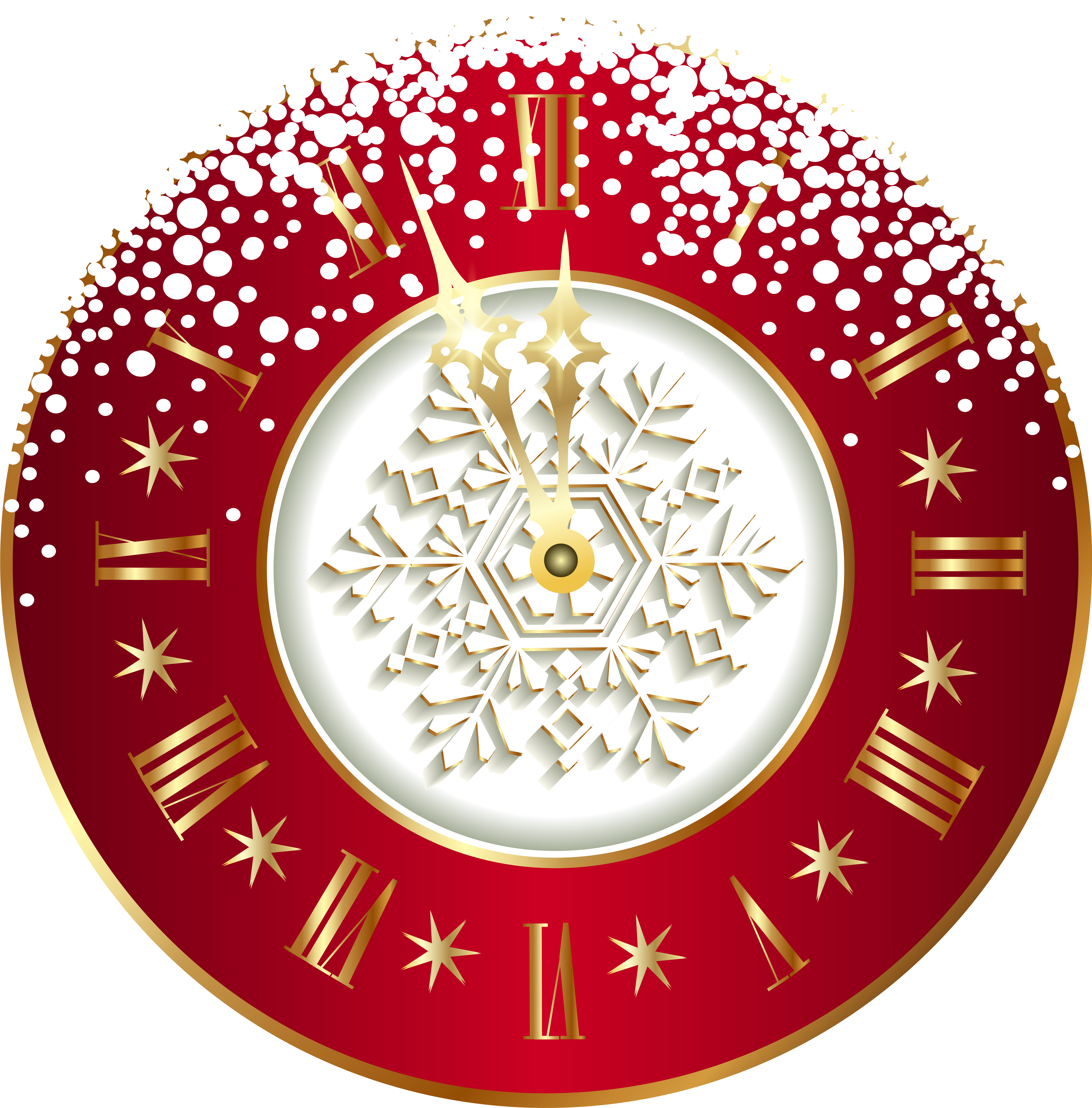 Red New Year Clock Png Clipart Image - Tubes New Year 2017 Png (5887x5974), Png Download
