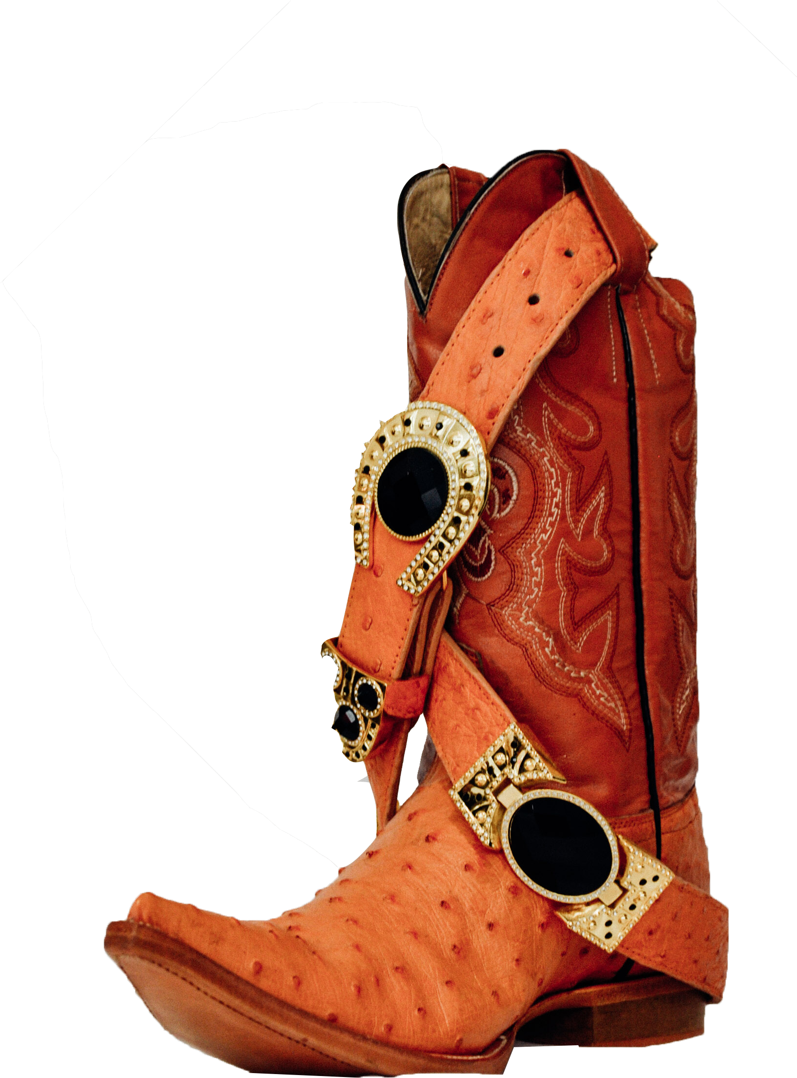 Deep Orange Leather - Cowboy Boot (1632x2464), Png Download