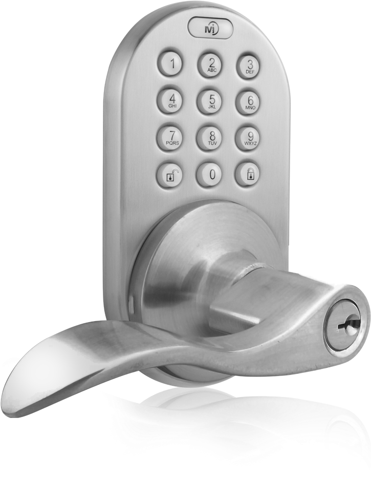 Keyless Entry Lever Handle Door Lock With Rf Remote - Milocks Keyless Electronic Door Lever With Keypad (725x1124), Png Download