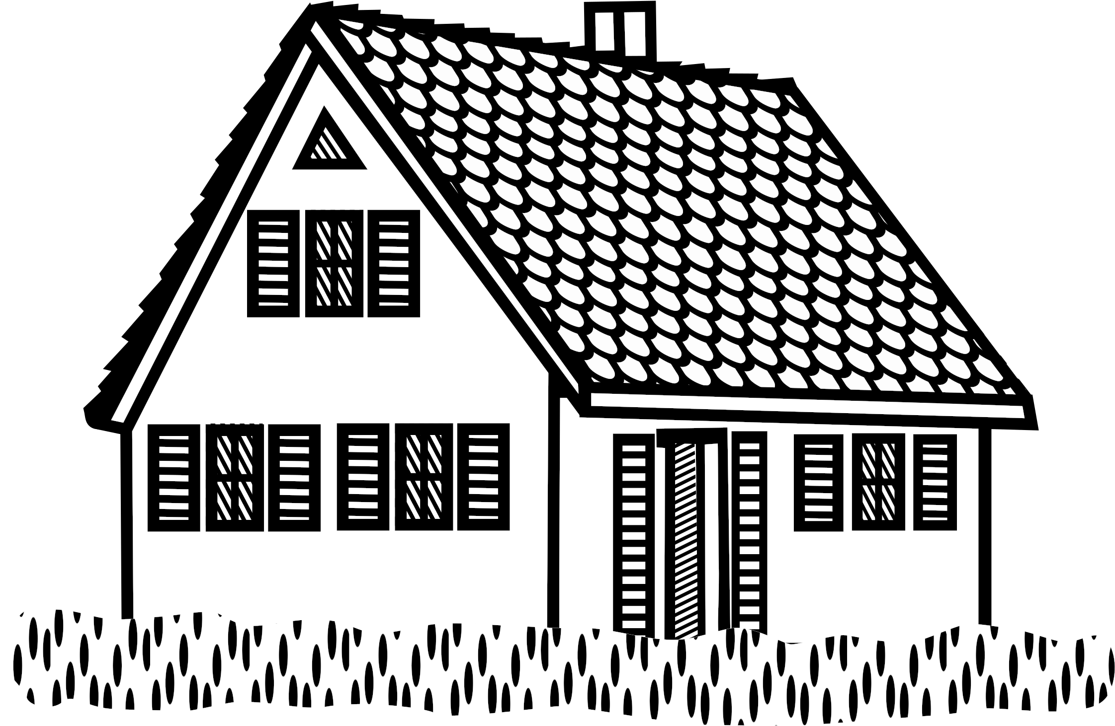 Line Art Clipart House - House Lineart (2400x1619), Png Download
