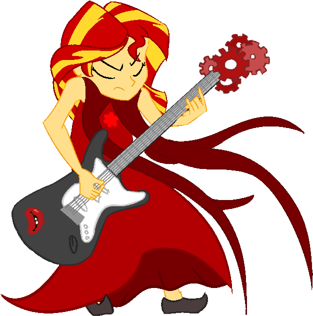 Artist Needed, Clothes, Dress, Electric Guitar, Equestria - Sunset Shimmer Guitar (765x736), Png Download