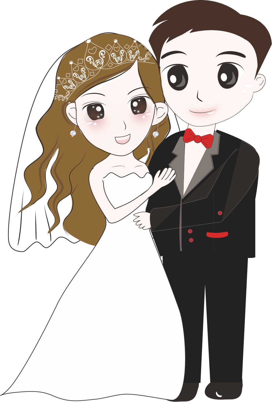 Bridegroom Wedding Cartoon - Png Cartoon Wedding Couple (939x1390), Png Download
